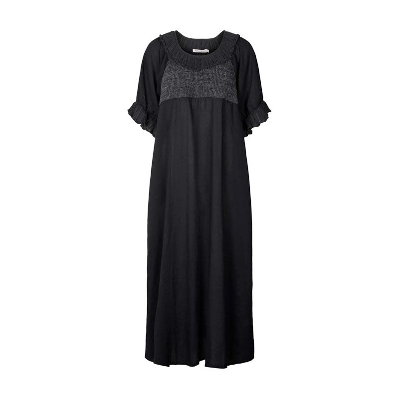 RABENS SALONER Dorothea Cotton Long Dress in Black
