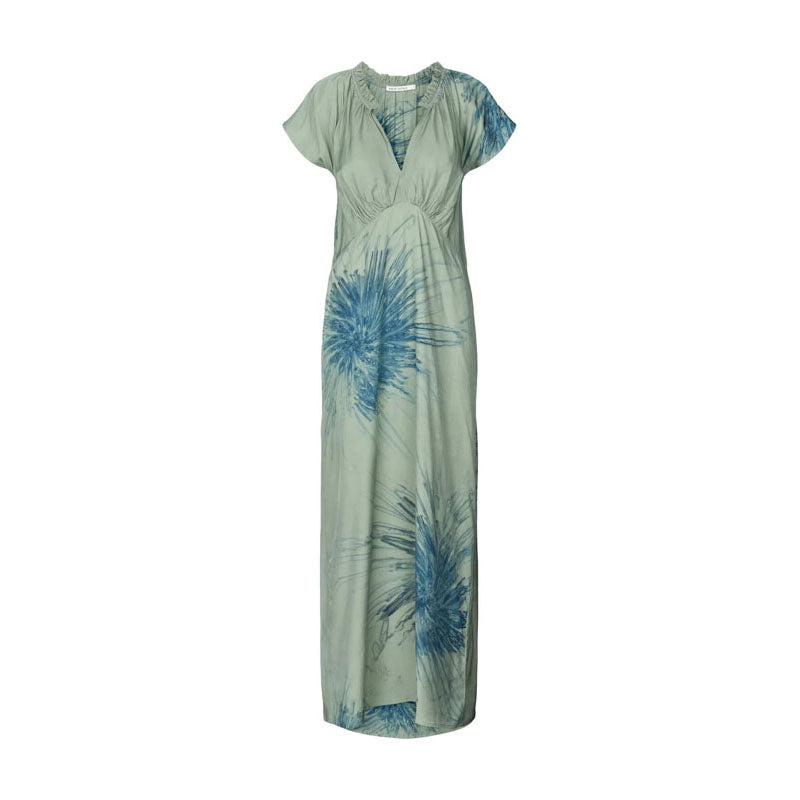 RABENS SALONER Rosie Cartwheel Frill Neck Dress Ocean Combo