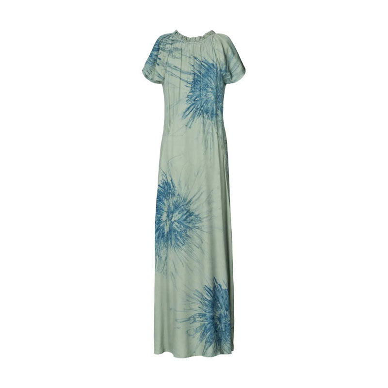 RABENS SALONER Rosie Cartwheel Frill Neck Dress Ocean Combo