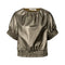 RABENS SALONER Foiled Ripstop Gathered Top in Metallic Olive