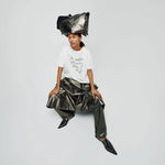 RABENS SALONER Foiled Ripstop Full Skirt in Metallic Olive