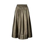 RABENS SALONER Foiled Ripstop Full Skirt in Metallic Olive