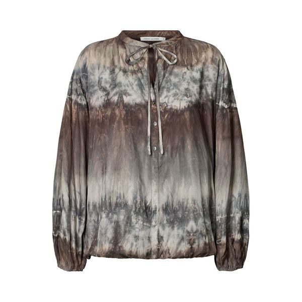 RABENS SALONER Arizona Tie Shirt in Cement Combo