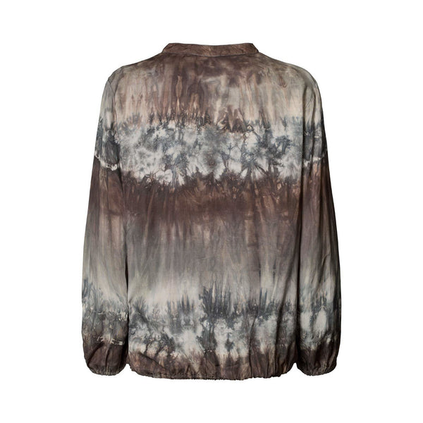 RABENS SALONER Arizona Tie Shirt in Cement Combo