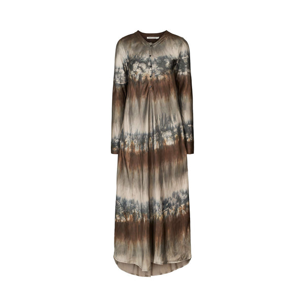 RABENS SALONER Arizona Long Sleeve Bias Dress in Cement Combo