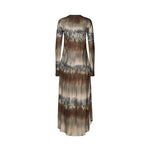 RABENS SALONER Arizona Long Sleeve Bias Dress in Cement Combo