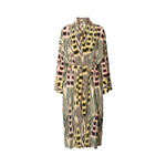 RABENS SALONER Sunita Combo Robe Dress in Forest/Pink/Citrus