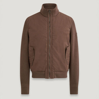 BELSTAFF Ward Full Zip Cardigan in Clay Brown