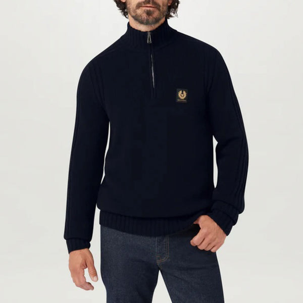 BELSTAFF Watch Quarter Zip Jumper in Dark/Ink