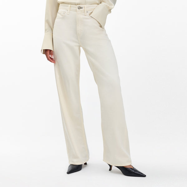 RAG & BONE Featherweight Logan Mid Rise Straight Leg Jeans in Ecru