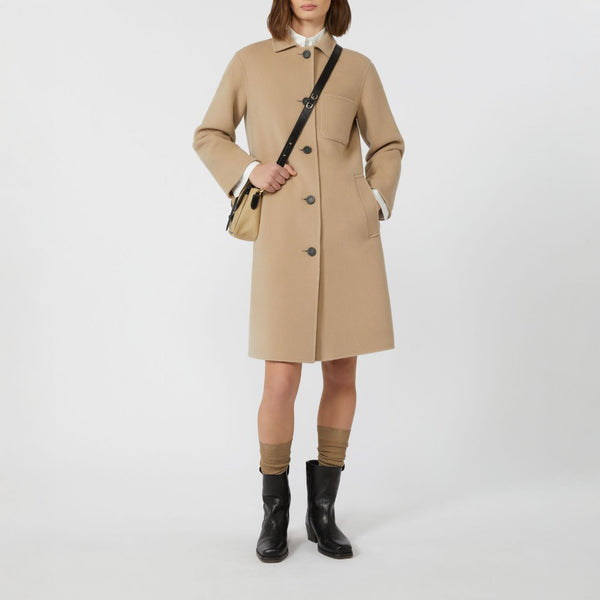 WEEKEND MAX MARA Zenone Single-Breasted Wool Coat in Beige