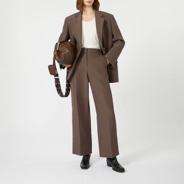 WEEKEND MAX MARA Floc Oversized Cotton-Blend Blazer in Chocolate