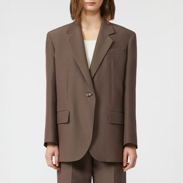 WEEKEND MAX MARA Floc Oversized Cotton-Blend Blazer in Chocolate