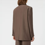 WEEKEND MAX MARA Floc Oversized Cotton-Blend Blazer in Chocolate