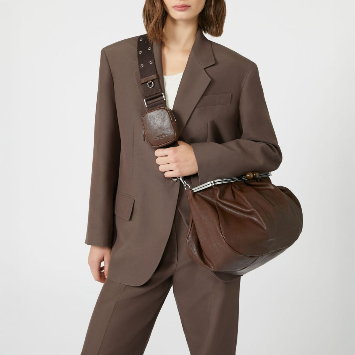 WEEKEND MAX MARA Floc Oversized Cotton-Blend Blazer in Chocolate