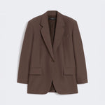 WEEKEND MAX MARA Floc Oversized Cotton-Blend Blazer in Chocolate