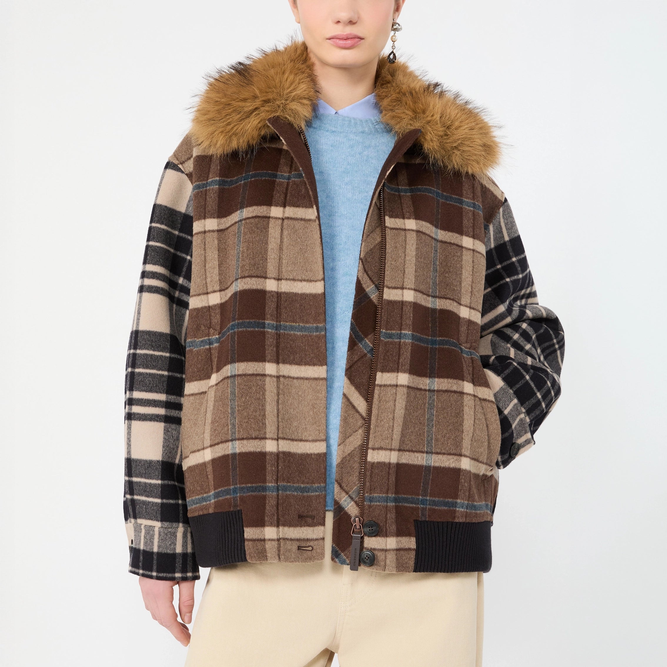 WEEKEND MAX MARA WKDDivina Short Bomber Jacket in Multi Check