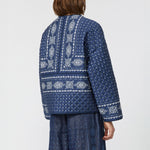 WEEKEND MAX MARA Jader Quilted Cotton Crew-Neck Jacket in Navy Print