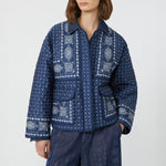 WEEKEND MAX MARA Jader Quilted Cotton Crew-Neck Jacket in Navy Print
