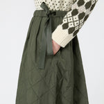 WEEKEND MAX MARA WKDBriose Flared Nylon Canvas Quilted Skirt in Khaki