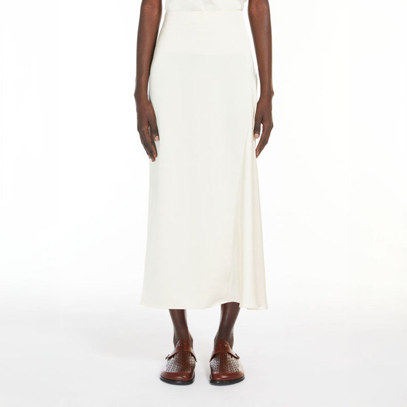 WEEKEND MAX MARA Aia Fluid Satin Skirt in Ecru