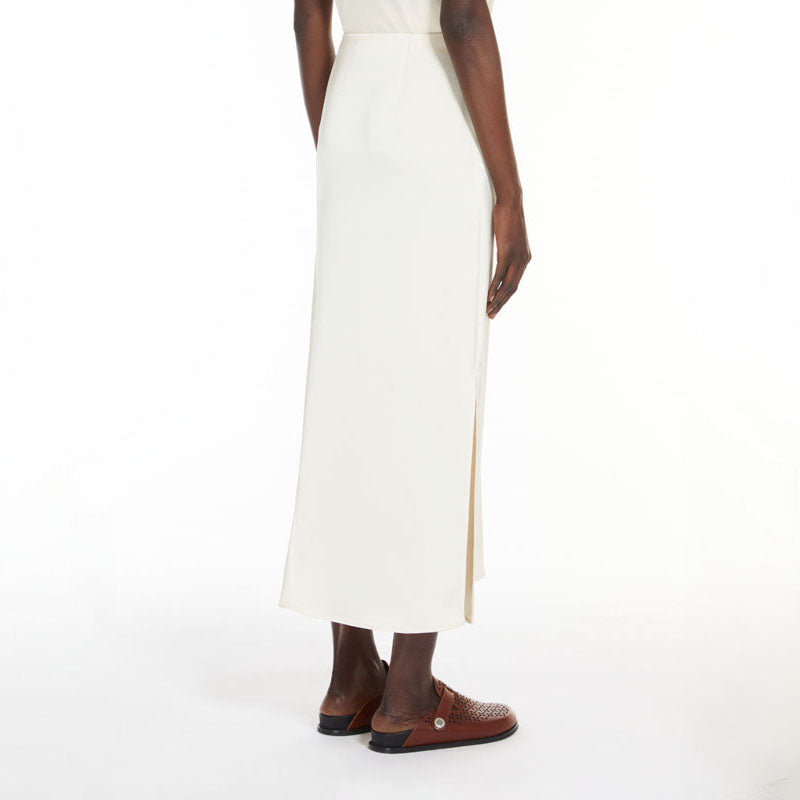 WEEKEND MAX MARA Aia Fluid Satin Skirt in Ecru