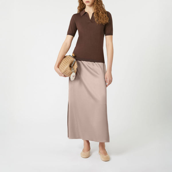 WEEKEND MAX MARA Angelo Satin Calf-Length Skirt in Powder