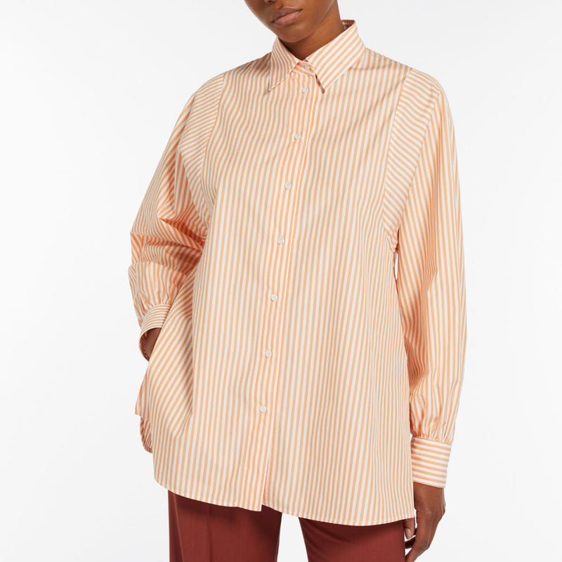 Fufy Striped Cotton Shirt in Orange