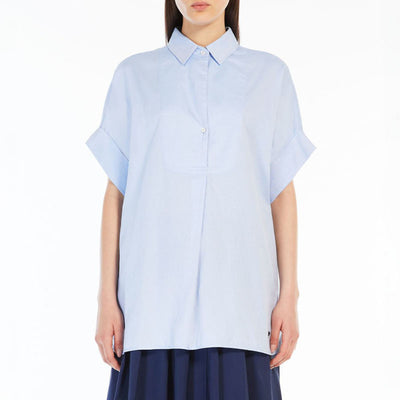 WEEKEND MAX MARA Brema Cotton Poplin Shirt in Light Blue