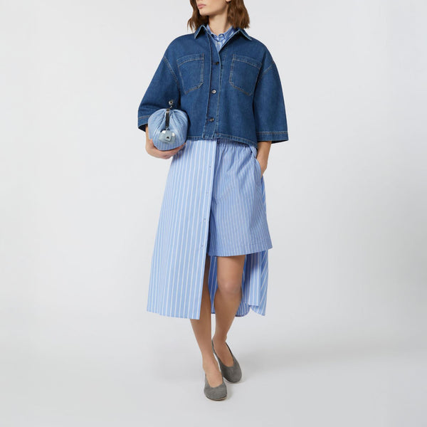 WEEKEND MAX MARA Enza Denim Cropped Shirt in Navy