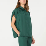 WEEKEND MAX MARA WKDCrine Loose Habotai Silk Shirt in Dark Green