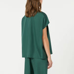 WEEKEND MAX MARA WKDCrine Loose Habotai Silk Shirt in Dark Green