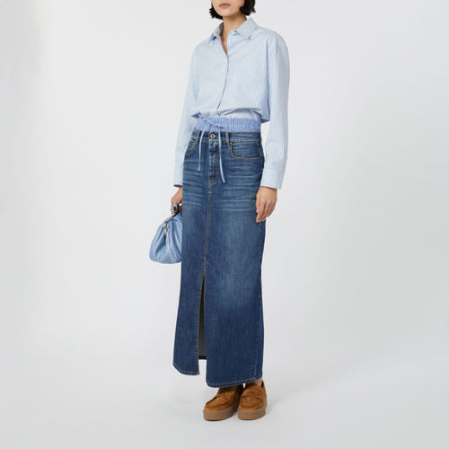 WEEKEND MAX MARA Nuoro Cotton Oxford Shirt in Light Blue Stripe