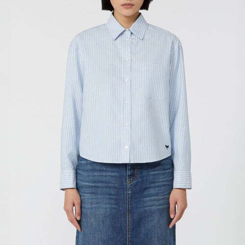 WEEKEND MAX MARA Nuoro Cotton Oxford Shirt in Light Blue Stripe