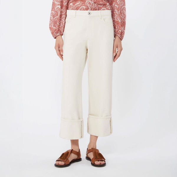 WEEKEND MAX MARA WKDGesto Turn Up Jeans in Ecru