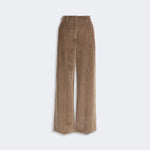 WEEKEND MAX MARA WKDTania Wide Leg Cotton Velvet Trousers in Light Brown