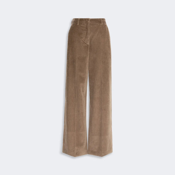 WEEKEND MAX MARA WKDTania Wide Leg Cotton Velvet Trousers in Light Brown