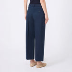 WEEKEND MAX MARA Urial Cotton Satin Cropped Trousers in Navy