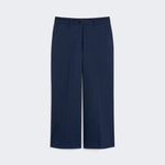 WEEKEND MAX MARA Urial Cotton Satin Cropped Trousers in Navy
