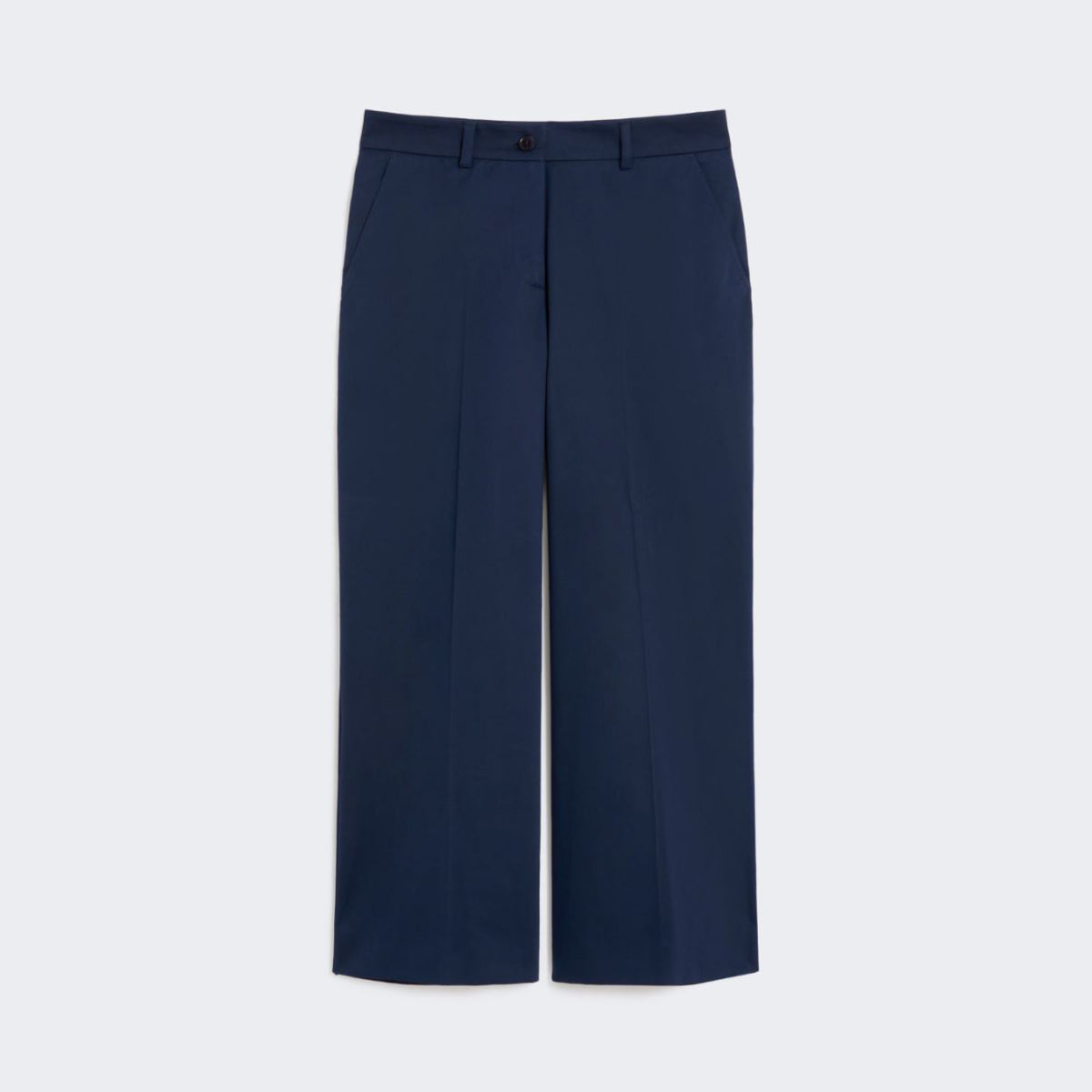 WEEKEND MAX MARA Urial Cotton Satin Cropped Trousers in Navy