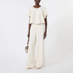 WEEKEND MAX MARA WKDCanetti Long Wide Leg Cotton Trousers in Ecru