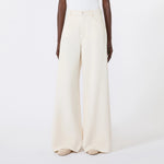 WEEKEND MAX MARA WKDCanetti Long Wide Leg Cotton Trousers in Ecru