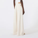 WEEKEND MAX MARA WKDCanetti Long Wide Leg Cotton Trousers in Ecru