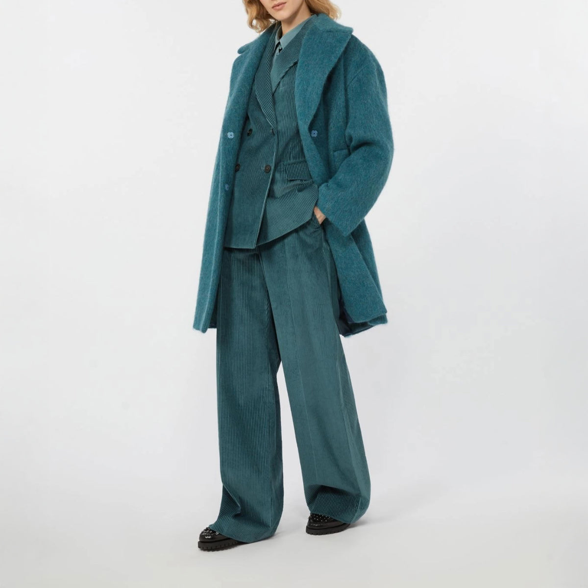 WEEKEND MAX MARA Tania Wide Leg Trouser in Oil