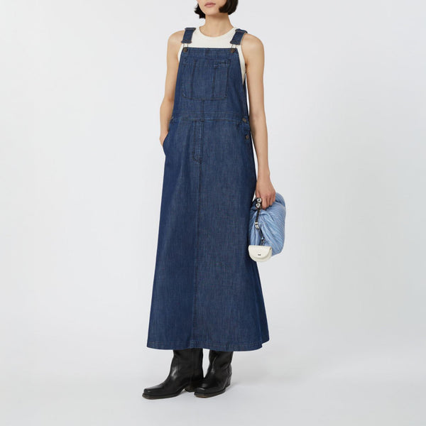 WEEKEND MAX MARA Kiss Denim Dungaree Dress in Navy