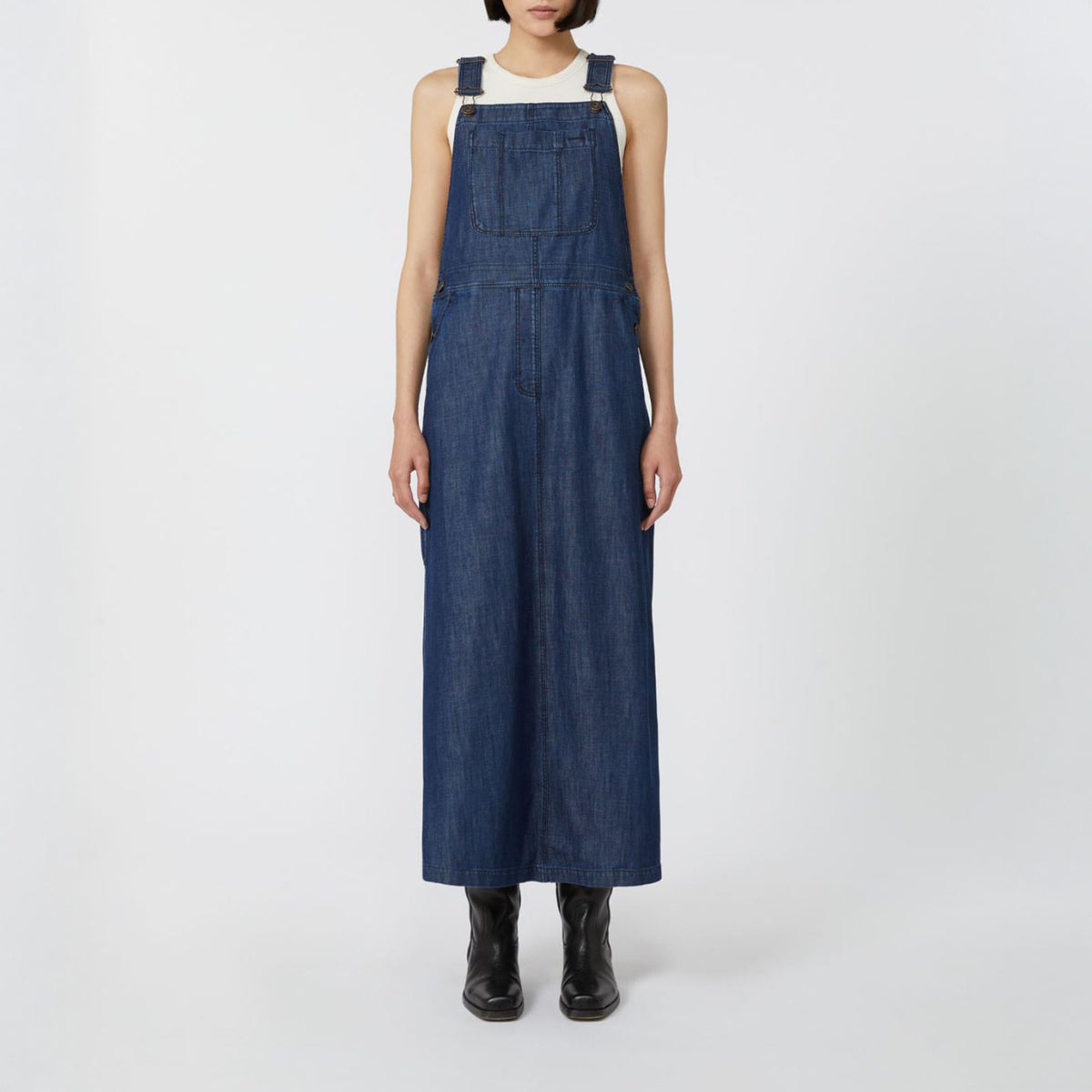 WEEKEND MAX MARA Kiss Denim Dungaree Dress in Navy