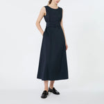 WEEKEND MAX MARA WKDGentile Flared Long Taffeta Dress in Navy