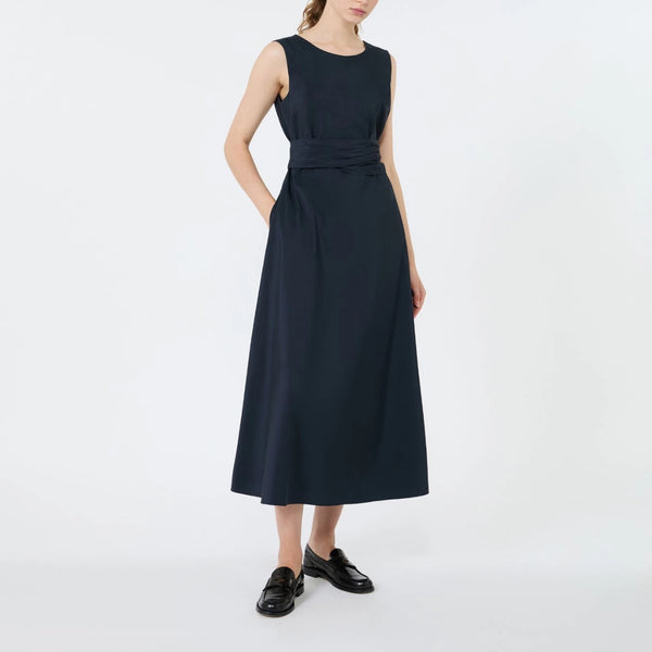 WEEKEND MAX MARA WKDGentile Flared Long Taffeta Dress in Navy