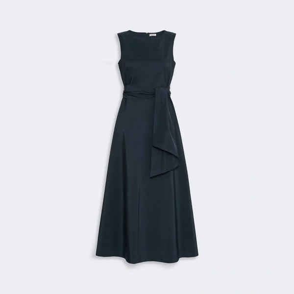 WEEKEND MAX MARA WKDGentile Flared Long Taffeta Dress in Navy