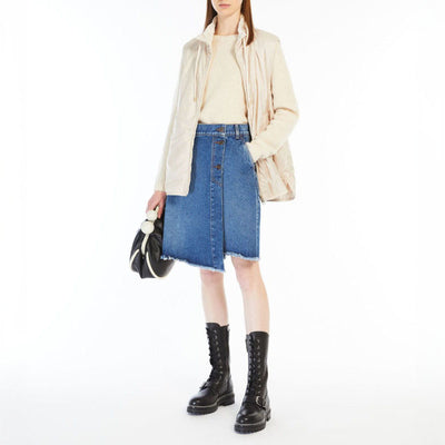 WEEKEND MAX MARA Yoro Reversible Water Repellent Canvas Gilet in Ecru